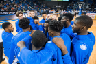 The Bulls huddle up prior to tipoff at the home opener on Nov. 4.