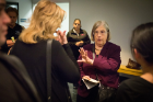 Keynote speaker Theda Skocpol meets with faculty and students after her talk.
