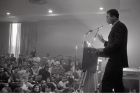 Muhammad Ali addresses UB students in Norton Union.