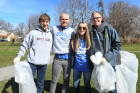 UB students make the most of a great day to do some community service work at Grassroots Garden.