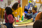 UB architecture undergraduate student Emily Minkowitz works with 7- and 8-year-olds from PS 53 Community Park School in Buffalo as part of this year's Architecture + Education program.