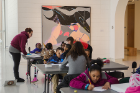 Students from Highgate Heights Elementary work on their projects at the UB Anderson Gallery.