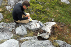 UB geologist Jason Briner collects rock samples on Suemez Island, Southeast Alaska. Photo: Charlotte Lindqvist