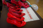 These sassy red pumps were available for those who did not have the proper footware for the walk.