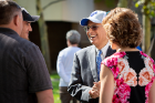UB President Satish K. Tripathi chats with students and parents. Photo: Meredith Forrest Kulwicki