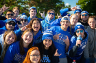 Students show their UB pride as they get ready for the game against Akron.