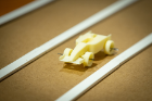 A close-up look at one of the 3D-printed cars. Photo: Douglas Levere