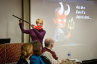 Wendy Quinton, clinical associate professor of psychology and winner of last year’s Life Raft Debate, made her case as the devil’s advocate to leave behind all of the faculty members.