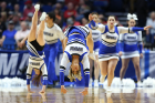 The Bulls cheerleaders take the floor during the ASU game. Photo: Dave Crenshaw