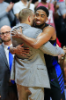 Coach Nate Oats and CJ Massinburg embrace during the game against Texas Tech. Photo: Dave Crenshaw