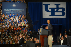 President Barack Obama speaks at Alumni Arena. Photo: Nancy J. Parisi