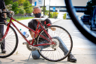 Dave Boody works on a bike. “It’s nice to know people are taking care of their bikes and taking advantage of what UB offers,” says Boody.