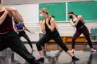 Masks, of course, are mandatory for students in Kerry Ring's Modern Dance 4 class.