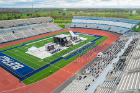 An aerial view of the commencement ceremony in UB Stadium. Photo: Douglas Levere