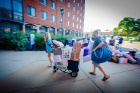 Now for the hard work: moving into Goodyear Hall on the South Campus. Photo: Douglas Levere