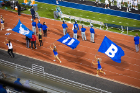 UB cheerleaders get the crowd pumped up. Photo: Douglas Levere