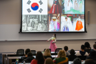 Erin Hong (M1) displays her Hanbo, a traditional dress in South Korea.