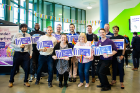 At the Student Union, members of the LGBTQ Faculty and Staff Association posed together for a group photo.