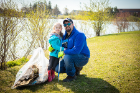 Matthew Reitmeier, assistant director of parking services, brought his daughter, Ava, to lend a hand.