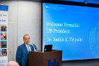 President Satish K. Tripathi welcomes new staff to UB.