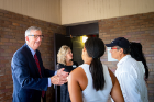 Provost A. Scott Weber welcomed students and their families during move in on Thursday afternoon. Photo: Meredith Forrest Kulwicki