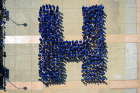 During the Honors College's orientation, students posed for the traditional "H" photo. Photo: Douglas Levere