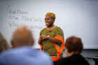 Keli-Koran F. Luchey, PhD, founder and CEO of Lucid Pathways, LLC, and a UB alum, led a packed and lively breakout session on mental health disparities.