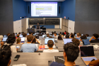 Over at the Natural Sciences Complex, an instructor reviews the syllabus with students. Photo: Meredith Forrest Kulwicki