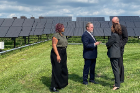 Harris, standing in the Solar Strand, speaks with Robert Shibley (center), dean of the School of Architecture and Planning. Photo: Courtesy of Ike Irby @IkeIrby46