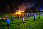 But then it was time for the main event: the pep rally and bonfire. There was even flaming baton twirling! Photo: Douglas Levere