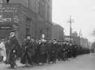 The academic procession of UB faculty and honored guests in front of the Teck Theatre for Samuel P. Capen’s inauguration as the seventh chancellor of UB on Oct. 28, 1922.
