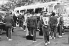 Boarding the bus on gameday, circa 1960.