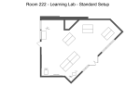 Floor plan of 222 Student Union - Learning Lab. 