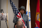 UB Police hoist the flag at the 2022 Veterans Day ceremony. 