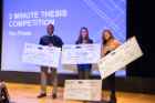 The 2018 3MT winners from left to right: Philip Odonkor, Naila Sahar and Camila Rosat Consiglio.