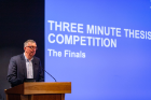 Provost A. Scott Weber gives opening remarks at the sixth annual 3MT competition.