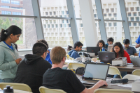 Students in action at the 2019 Blockchain Buildathon.