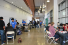 Students in action during the 2019 Blockchain Buildathon.