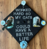 "I adopted my two cats, Tater (Potato) and Rogi (Purrogi), in the middle of my grad program at UB. They should be given honorary degrees for helping me get through the program in one year. " -Fur Better or Fur Worse, Honorable Mention