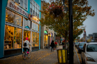 Elmwood storefronts in the fall.