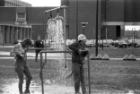 Vintage Oozefest: This blast from the past shows showers on the courts. Courtesy, University Archives