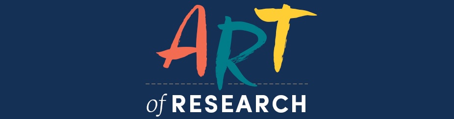Art of Research text on blue background. 