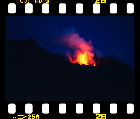 Zoom image: Journey into Night: Volcanic Eruption at Mount Stromboli. (Credit: Brandon Keim) 