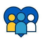 Icon of heart with three people inside. 