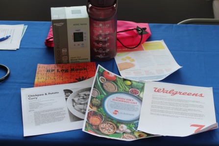 Educational resources shared at outreach event to reduce hypertension risk.