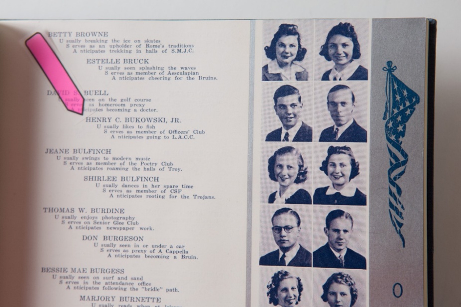 High School yearbook photo of Bukowsi. 