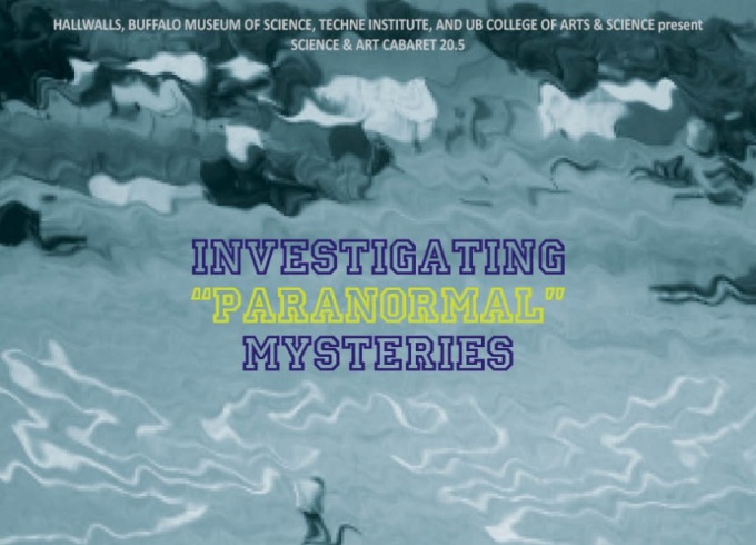 Event poster with the words, "Investigating 'Paranormal' Mysteries," on an abstract background. 