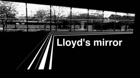 Black and white promotional graphic for "Lloyd's mirror.". 