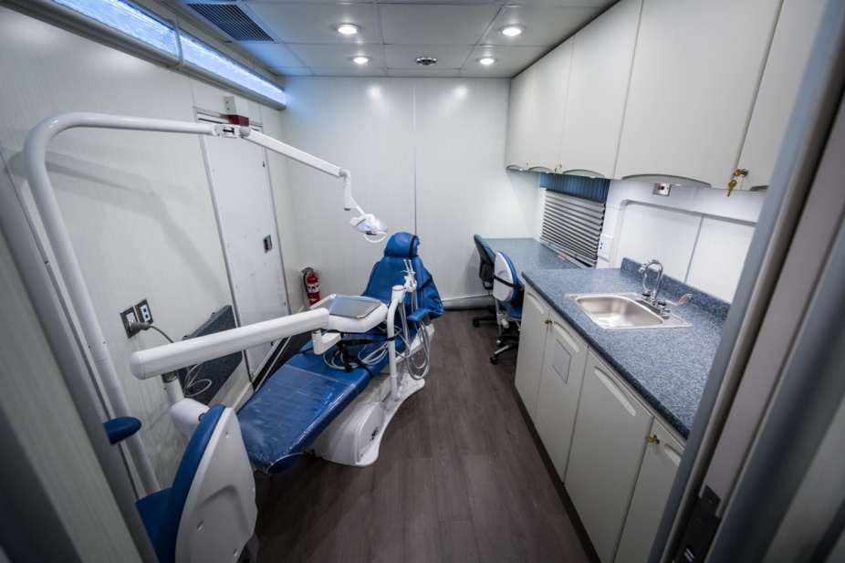 Interior of the mobile dental van. 