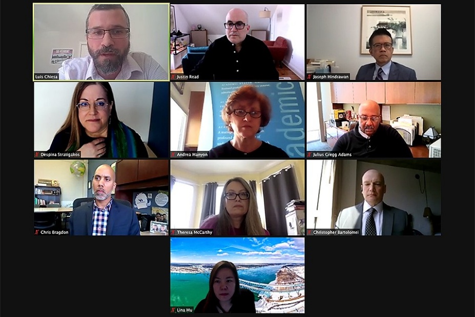 Screen capture of the Police Advisory Council members conducting a listening session. 